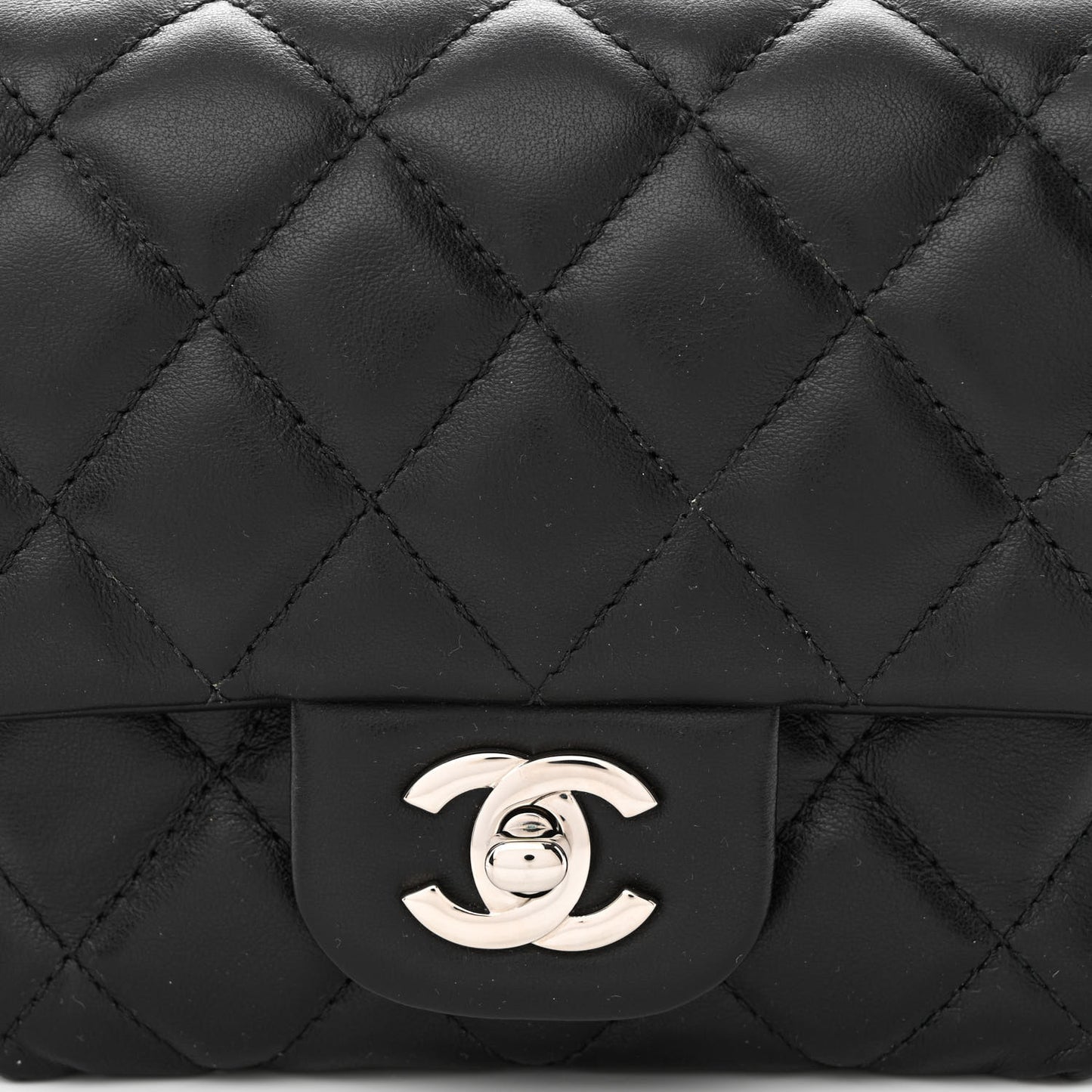 Calfskin Quilted CC Uniform Flap Belt Bag Black