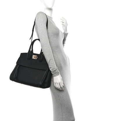 Salvatore Ferragamo Calfskin Large Studio Bag Black 2 of 9