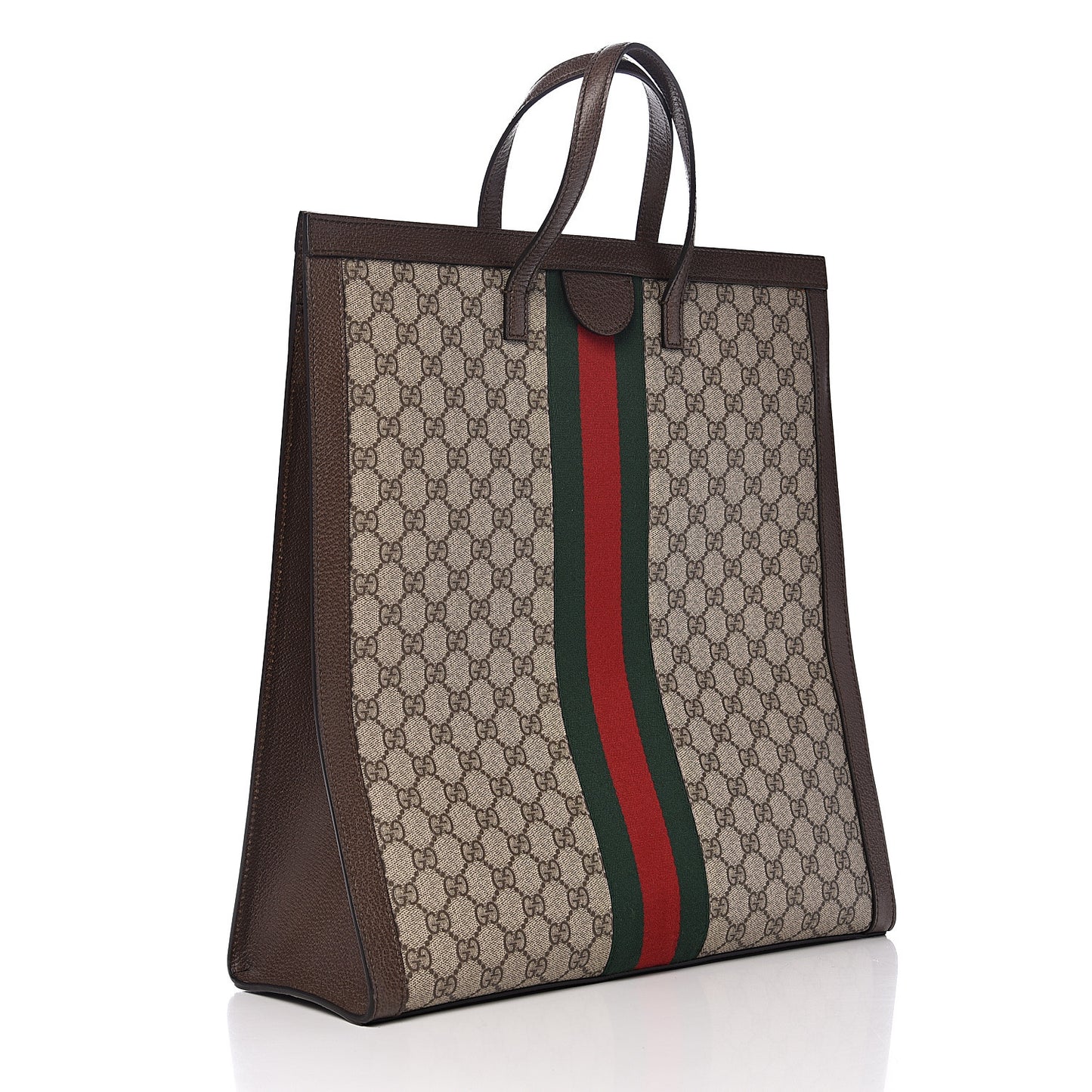GG Supreme Monogram Web Ophidia Vertical Tote Brown