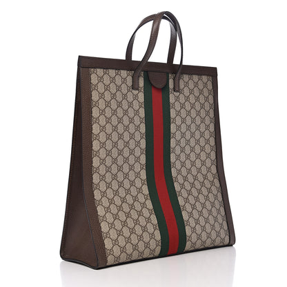 Gucci GG Supreme Monogram Web Ophidia Vertical Tote Brown 2 of 9