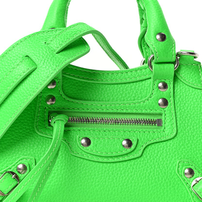 Balenciaga Grained Calfskin Neo Classic Silver Hardware Nano City Crossbody Fluo Green 6 of 8