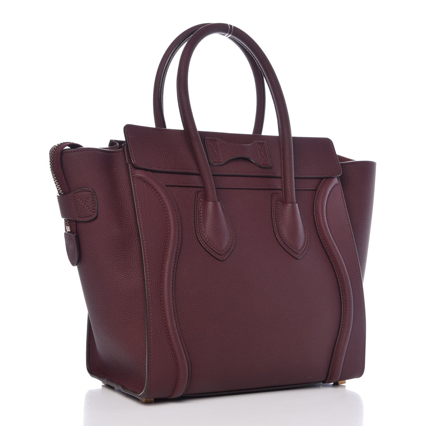 Baby Drummed Calfskin Micro Luggage Burgundy