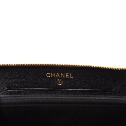 Chanel Metallic Calfskin Crocodile Embossed Small Zip Wallet Gold 6 of 8
