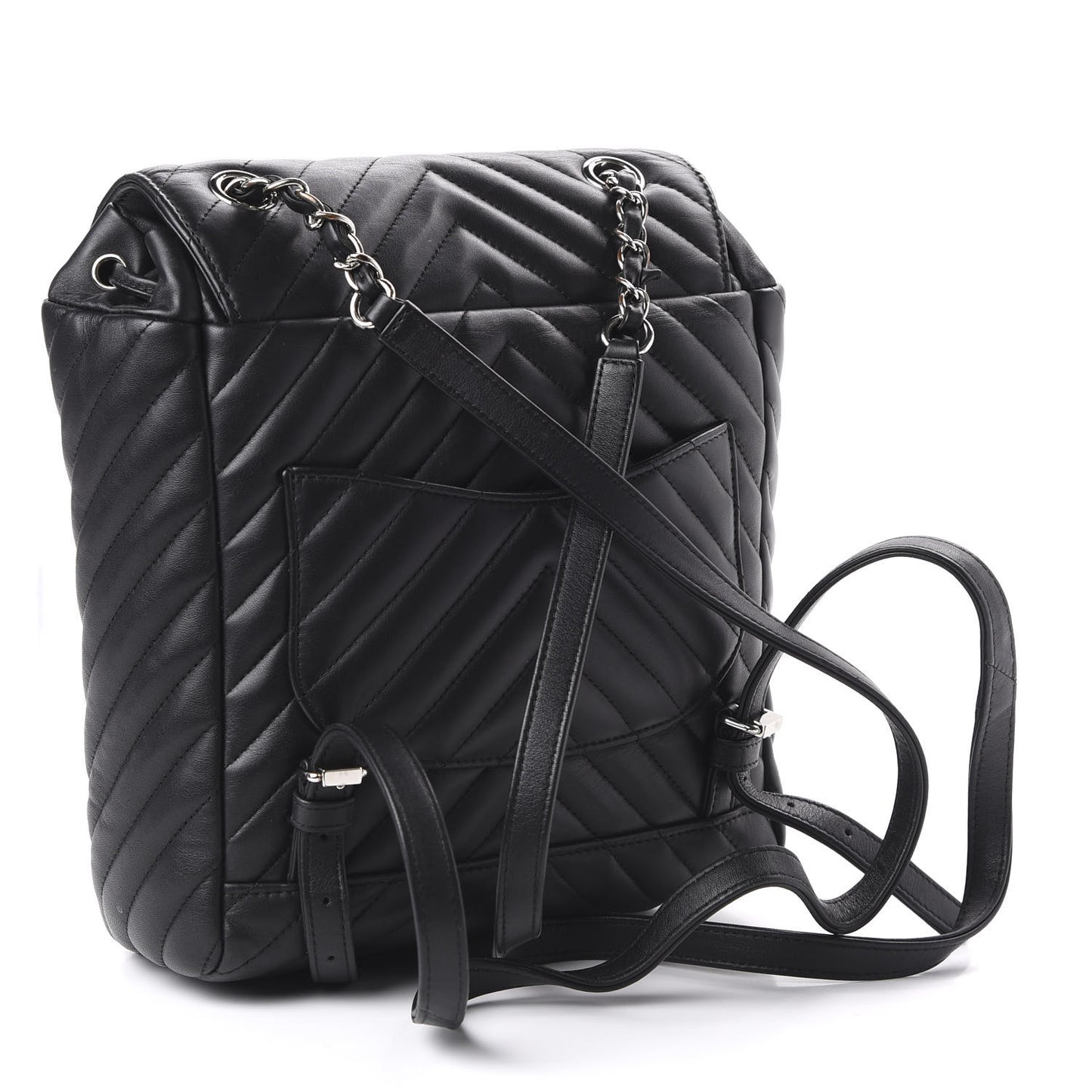 Calfskin Chevron Quilted Small Urban Spirit Backpack Black