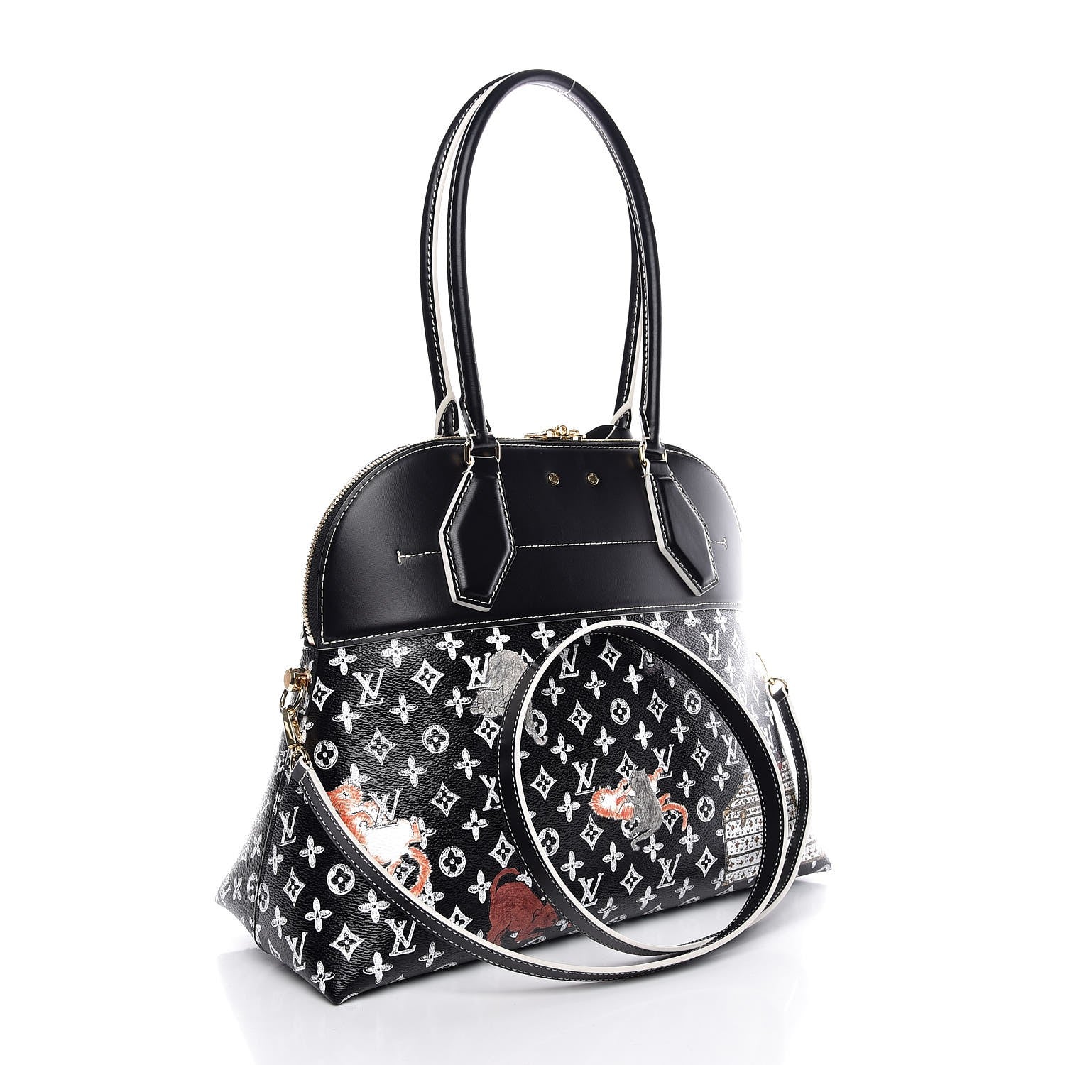Louis Vuitton Calfskin Catogram Alma Souple MM Black 4 of 8