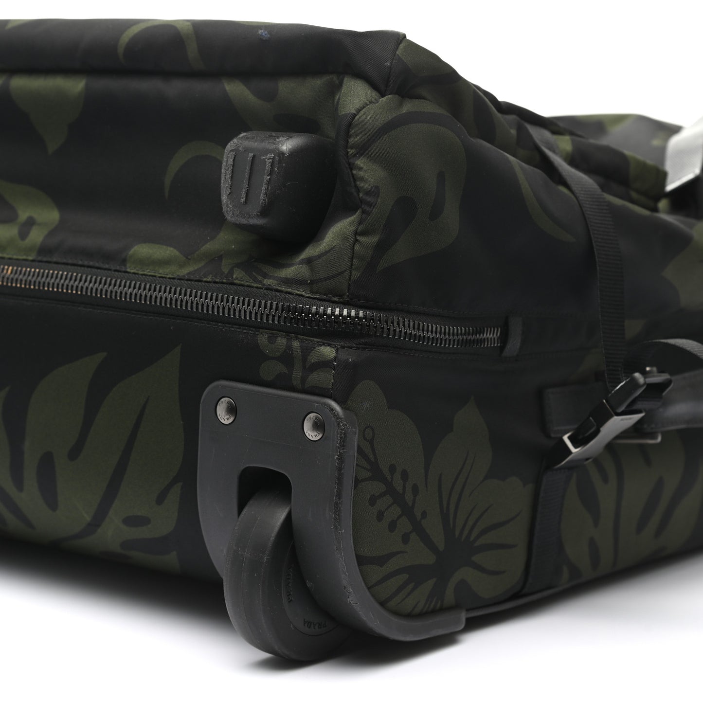 Tessuto Nylon Hibiscus Print Trolley Luggage Green