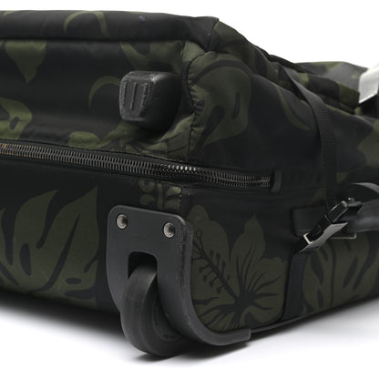 Prada Tessuto Nylon Hibiscus Print Trolley Luggage Green 5 of 18