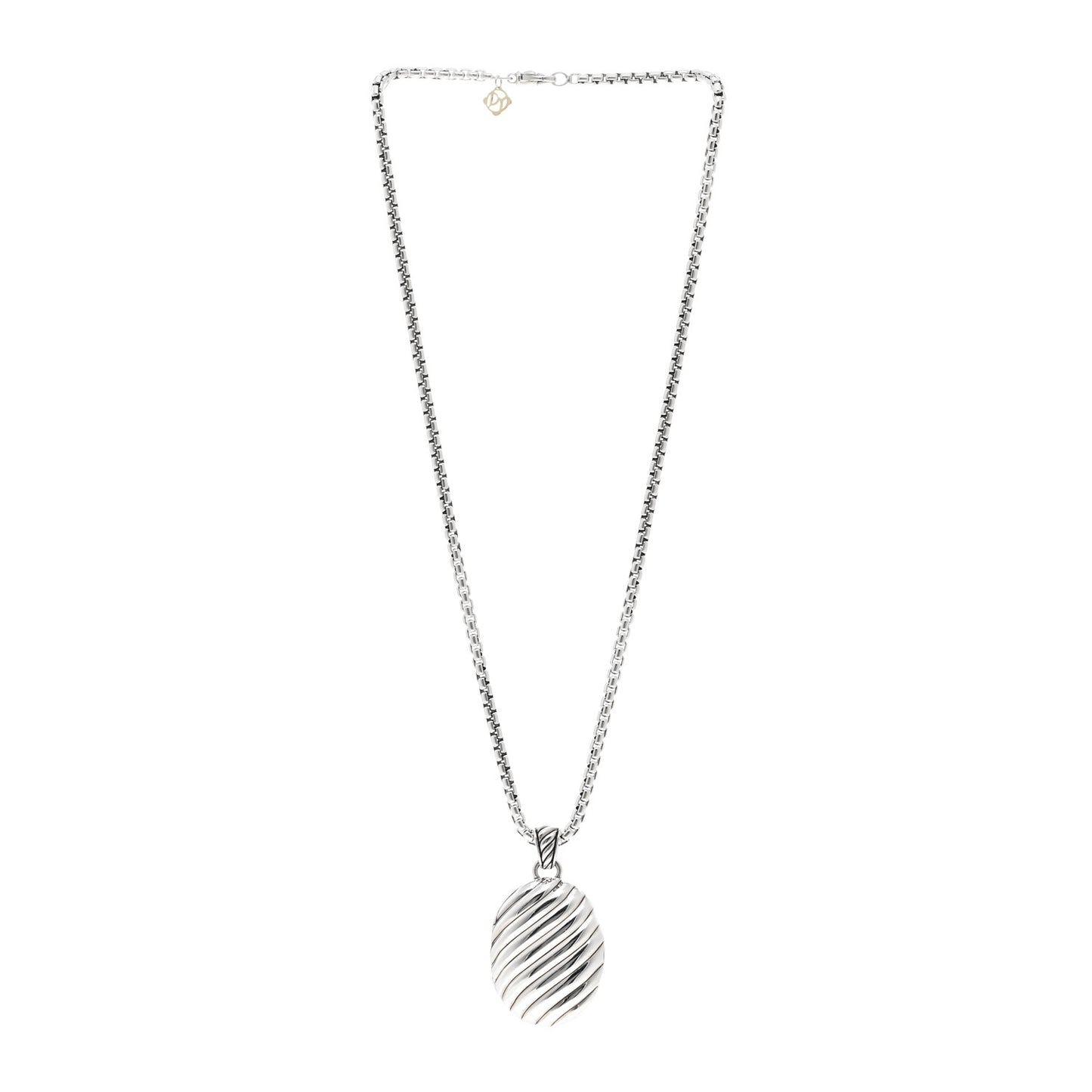 Sterling Silver Oval Cable Locket Pendant Necklace