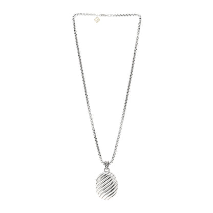 David Yurman Sterling Silver Oval Cable Locket Pendant Necklace 3 of 4