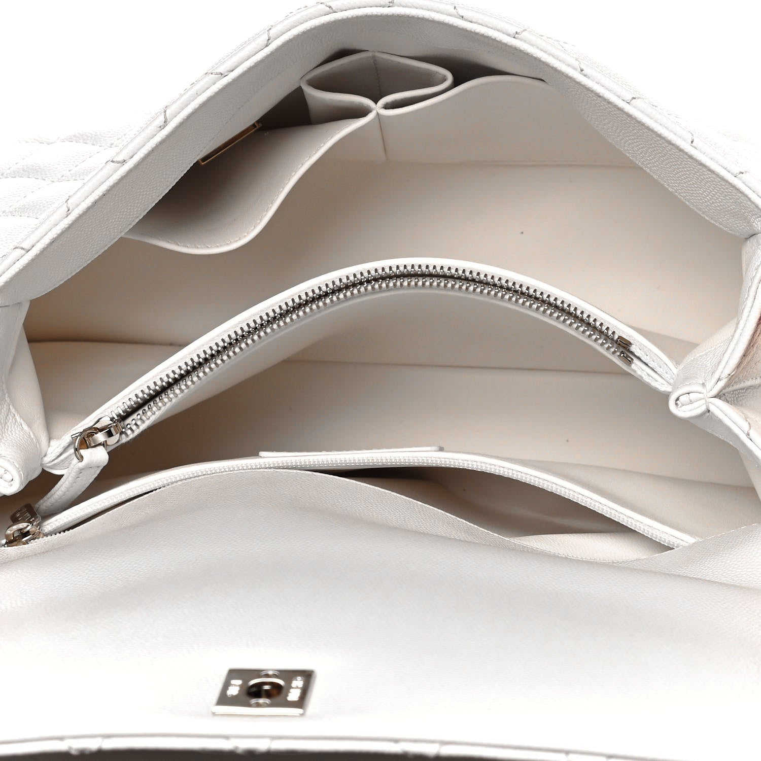 Chanel Caviar Quilted Small Coco Handle Flap White 6 of 14