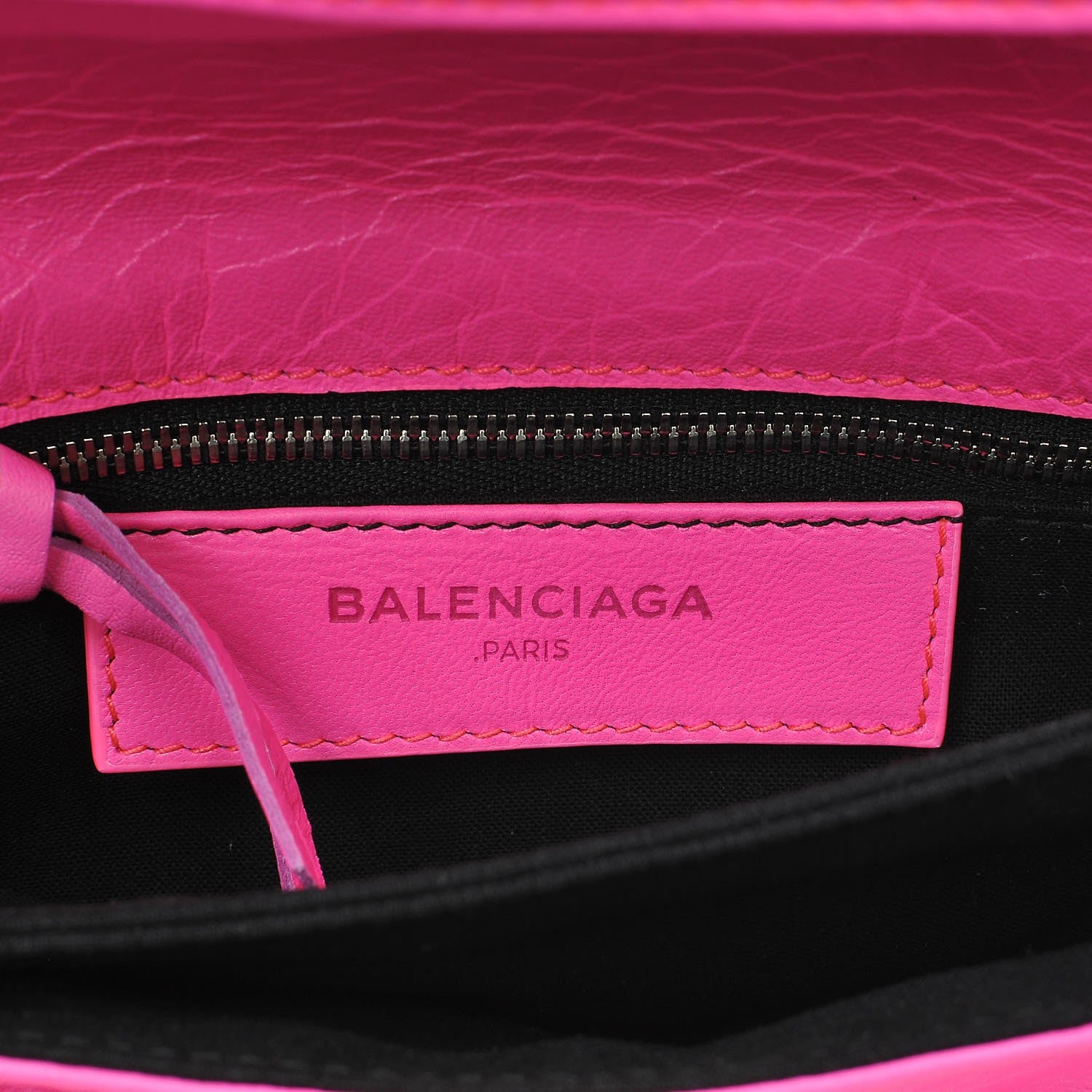 Balenciaga Agneau Classic Silver Hardware Mini Envelope Strap Clutch Rose Fluo 7 of 10