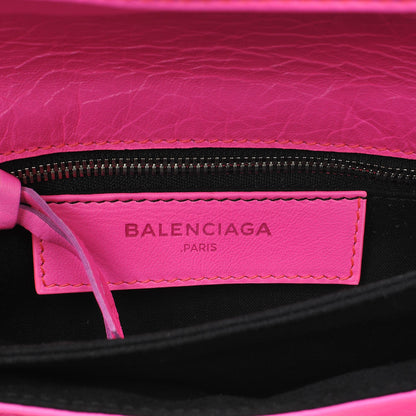 Balenciaga Agneau Classic Silver Hardware Mini Envelope Strap Clutch Rose Fluo 7 of 10