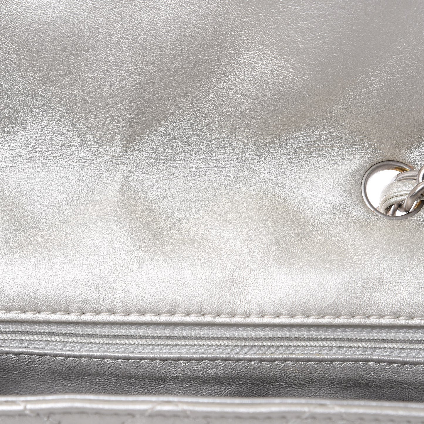 Metallic Lambskin Quilted Jumbo Single Flap Silver