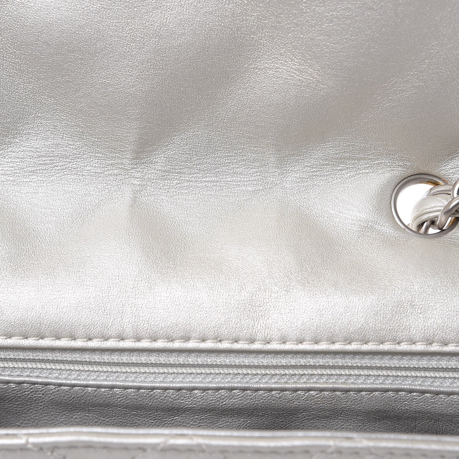 Chanel Metallic Lambskin Quilted Jumbo Single Flap Silver 15 of 16