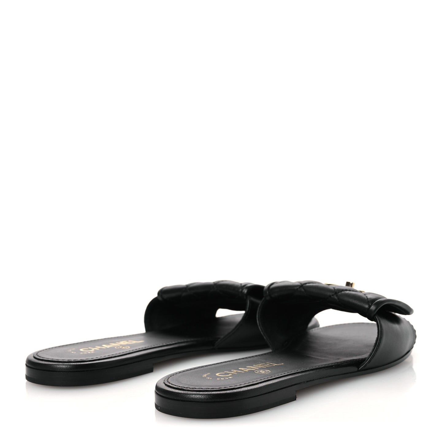 Lambskin Quilted Turnlock Flat Mules 39 Black 39.5 Black