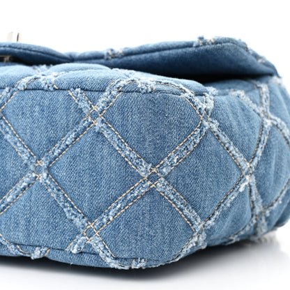 Chanel Denim Quilted Medium Distressed Single Flap Blue 10 of 11