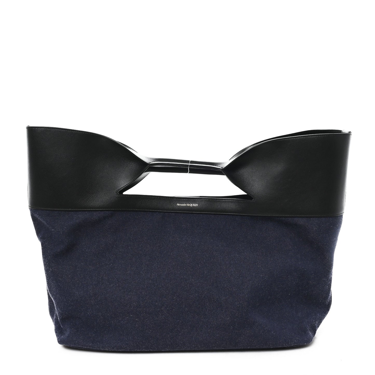 Calfskin Denim Large The Bow Bag Blue Black