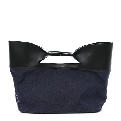 Alexander McQueen Calfskin Denim Large The Bow Bag Blue Black 1 of 10