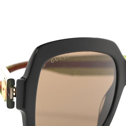 Gucci Acetate Square Frame Web Glitter Sunglasses GG0036S Black Green 5 of 10