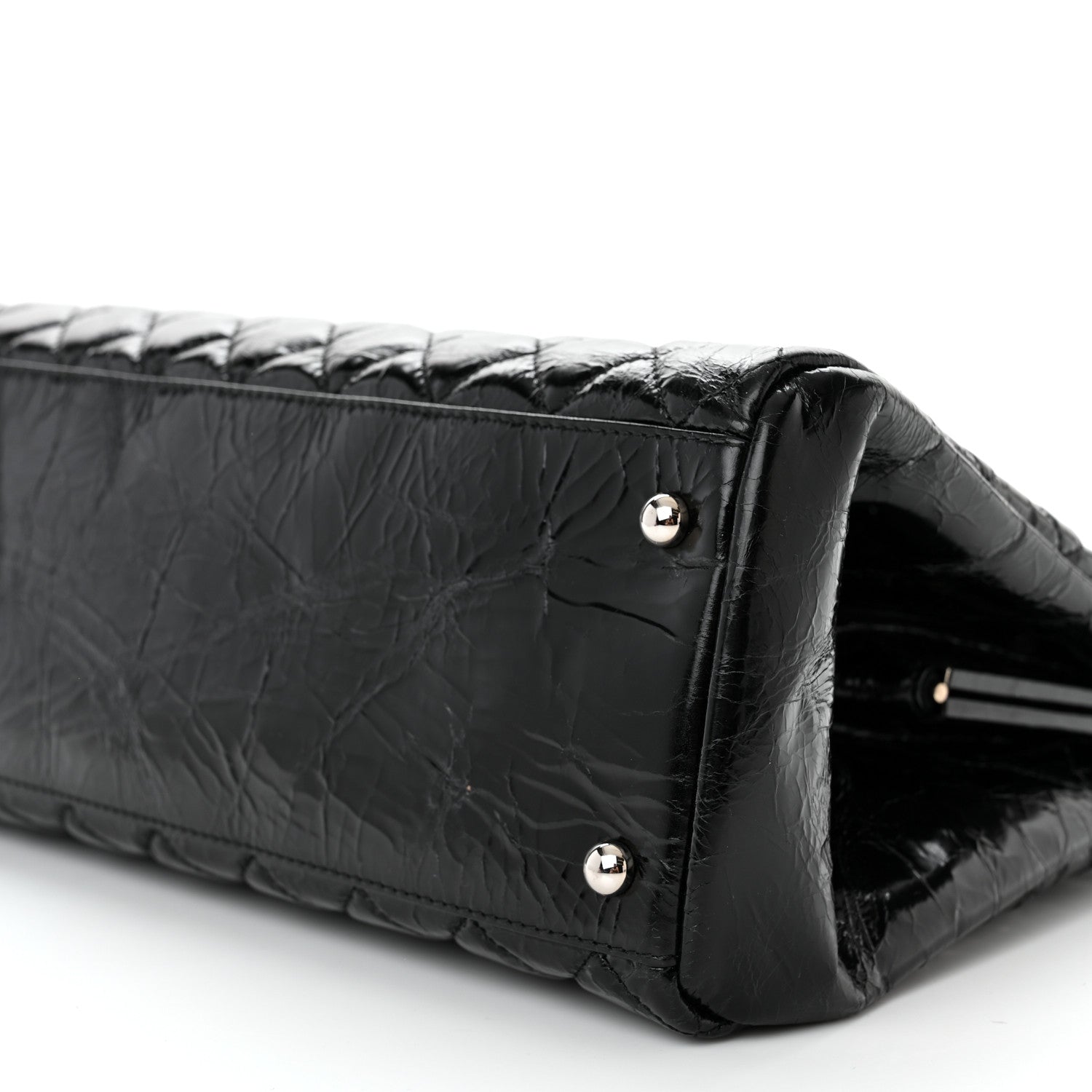 Chanel Glazed Calfskin Quilted Large Just Mademoiselle Bowling Bag Black 10 of 10
