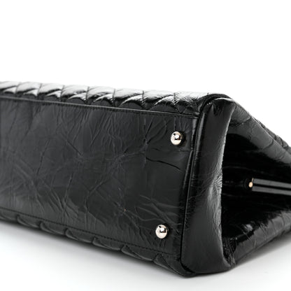 Chanel Glazed Calfskin Quilted Large Just Mademoiselle Bowling Bag Black 10 of 10