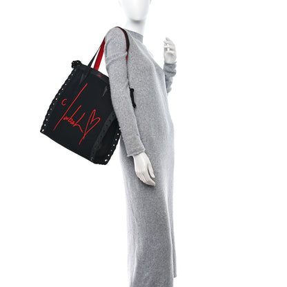 Christian Louboutin Braided Canvas Small Cabalace Shopper Tote Black 2 of 9