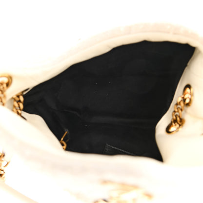 Saint Laurent Boucle Tweed Quilted Small Loulou Puffer Monogram Chain Satchel Crema Soft 5 of 10