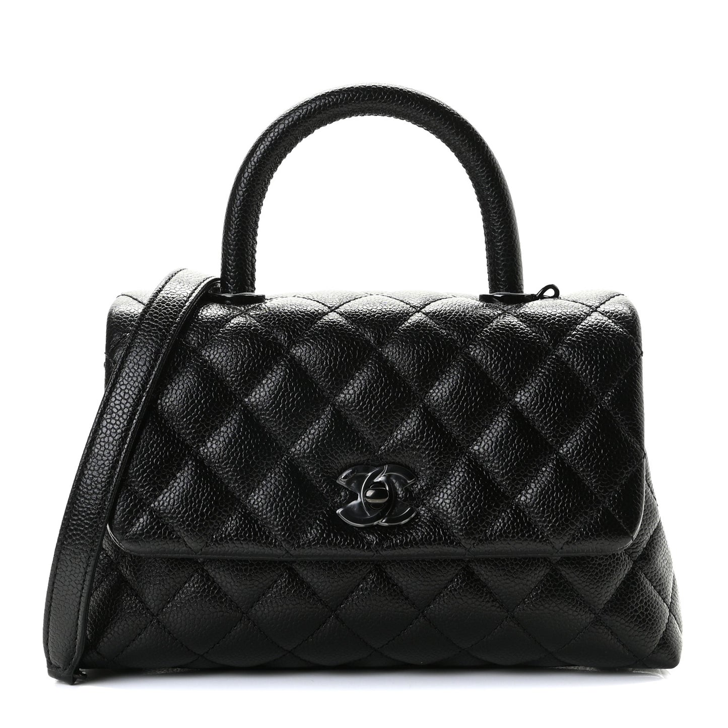 Caviar Quilted Mini Coco Handle Flap So Black