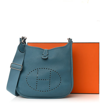 Hermes Taurillon Clemence EVELYNE III PM Blue Jean 11 of 11