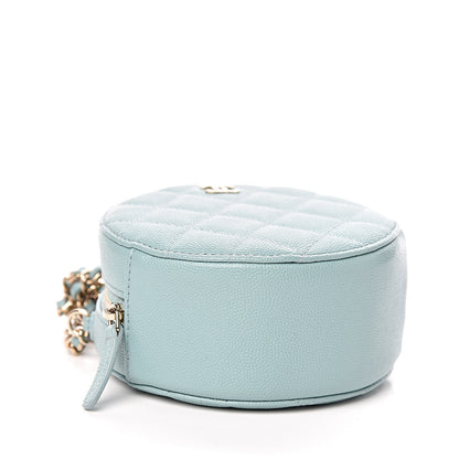 Chanel Caviar Quilted Round Clutch With Chain Light Blue 4 of 11