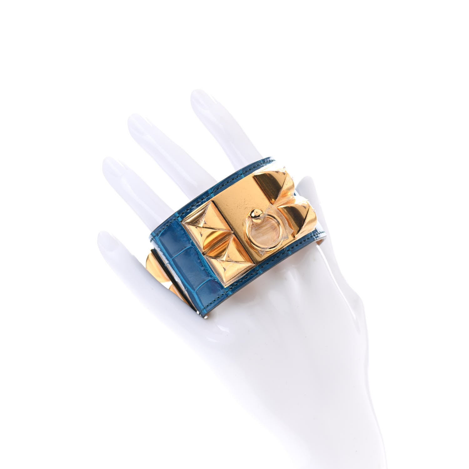 Hermes Shiny Alligator Collier De Chien CDC Bracelet S Bleu Izmir 2 of 6