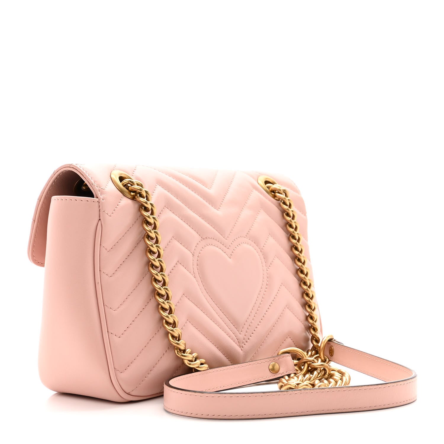 Gucci Calfskin Matelasse Small GG Marmont Shoulder Bag Perfect Pink 3 of 17