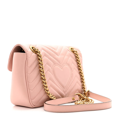 Gucci Calfskin Matelasse Small GG Marmont Shoulder Bag Perfect Pink 3 of 17