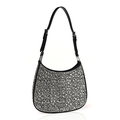 Prada Satin Crystal Cleo Adjustable Strap Shoulder Bag Metal 3 of 8