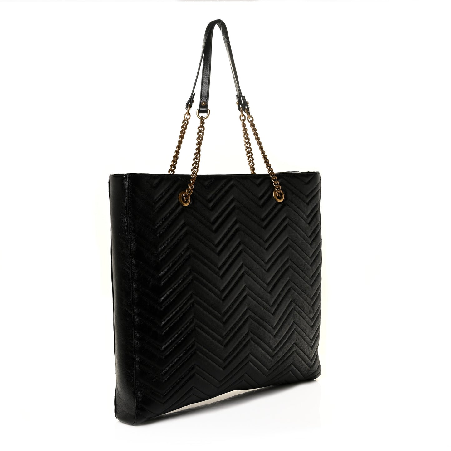Azalea Calfskin Matelasse Large GG Marmont Slim Tote Black