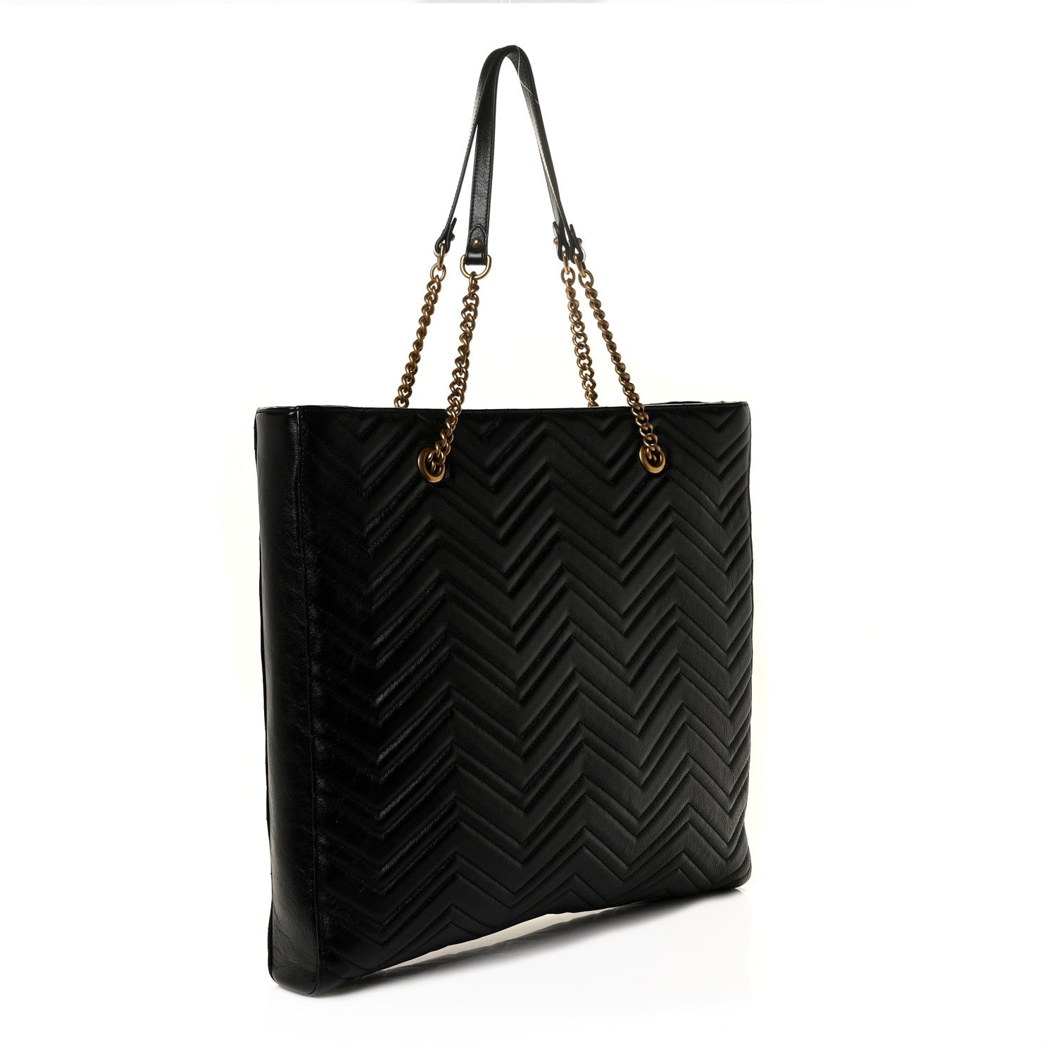 Gucci Azalea Calfskin Matelasse Large GG Marmont Slim Tote Black 3 of 9
