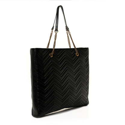 Gucci Azalea Calfskin Matelasse Large GG Marmont Slim Tote Black 3 of 9