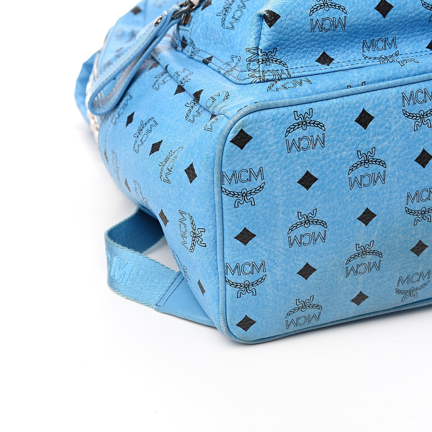 MCM Visetos Side Stud Medium Stark Backpack Blue 7 of 10