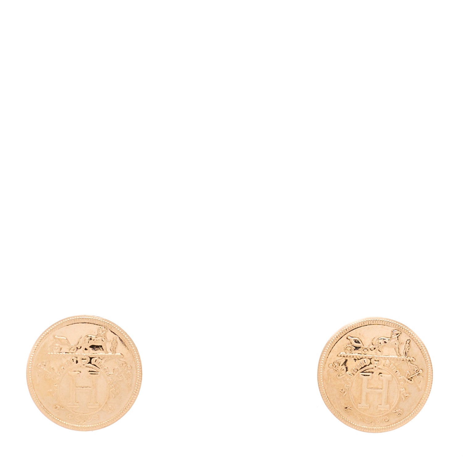 Hermes 18K Rose Gold TPM Ex-Libris Stud Earrings 1 of 5