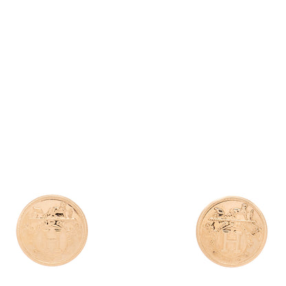 Hermes 18K Rose Gold TPM Ex-Libris Stud Earrings 1 of 5