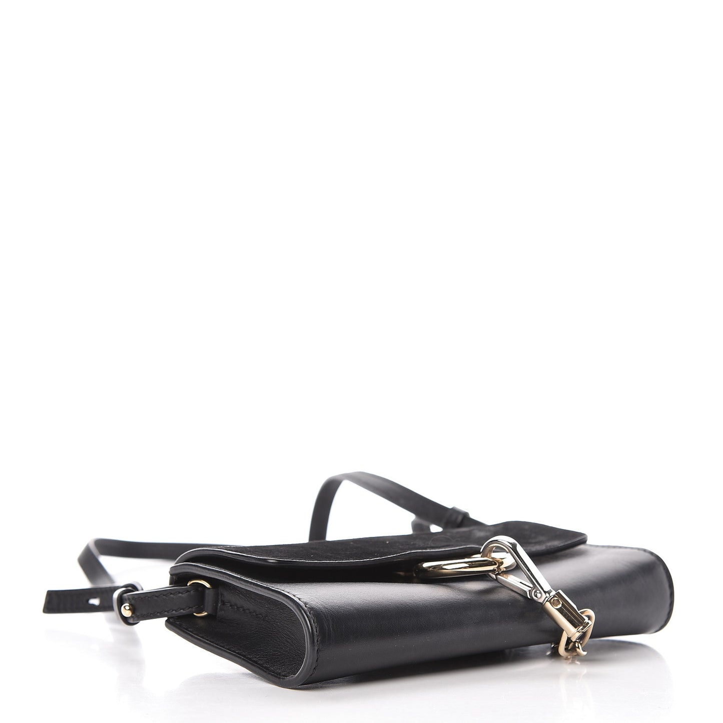 Suede Calfskin Mini Faye Shoulder Bag Black