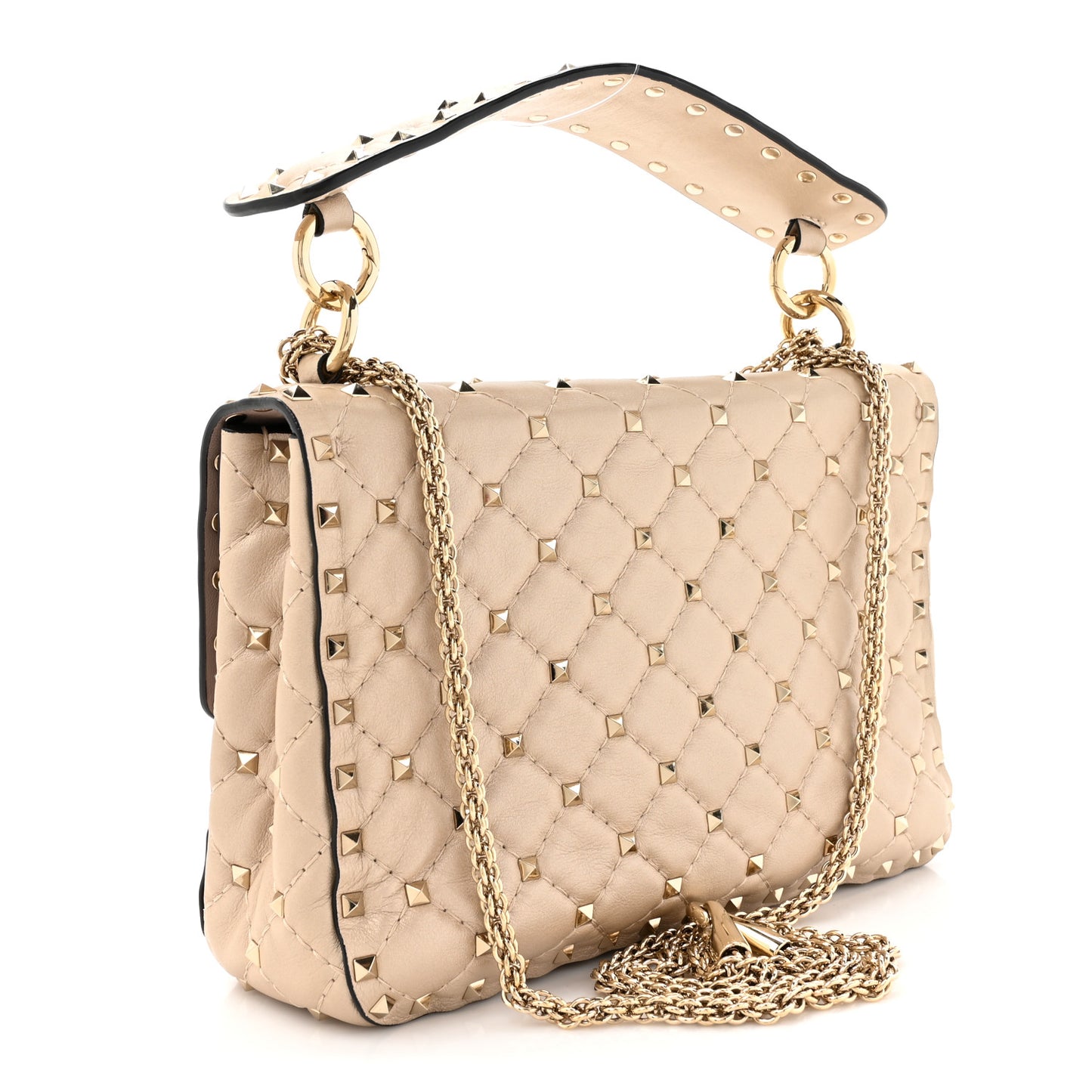 Lambskin Medium Rockstud Spike Shoulder Bag Poudre