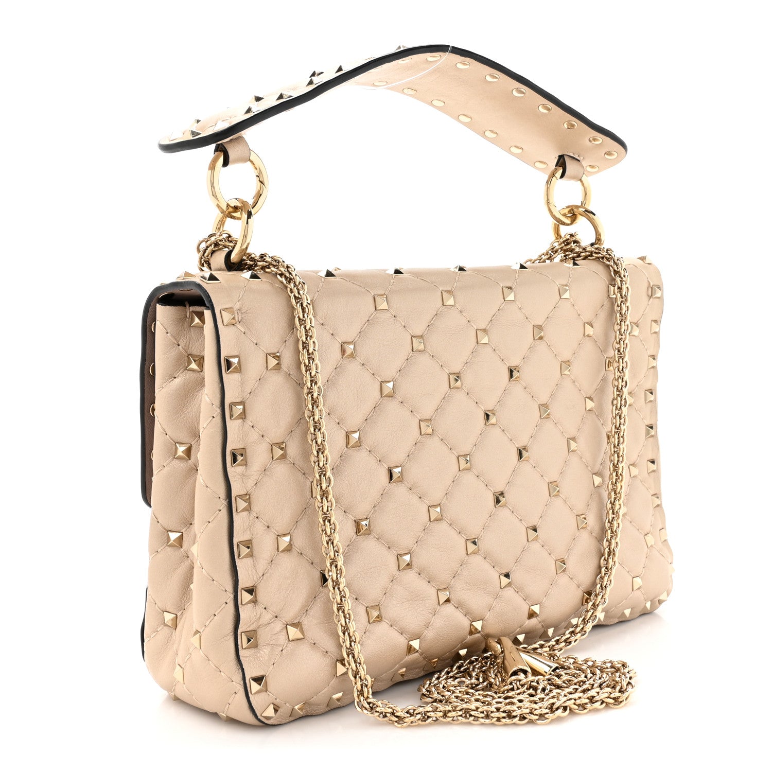 Valentino Garavani Lambskin Medium Rockstud Spike Shoulder Bag Poudre 3 of 10