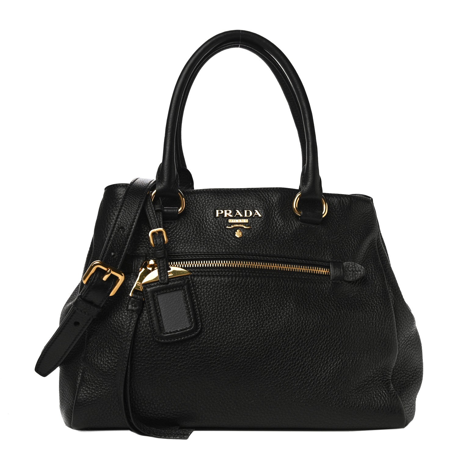 Prada Vitello Daino Top Handle Tote Black 1 of 11