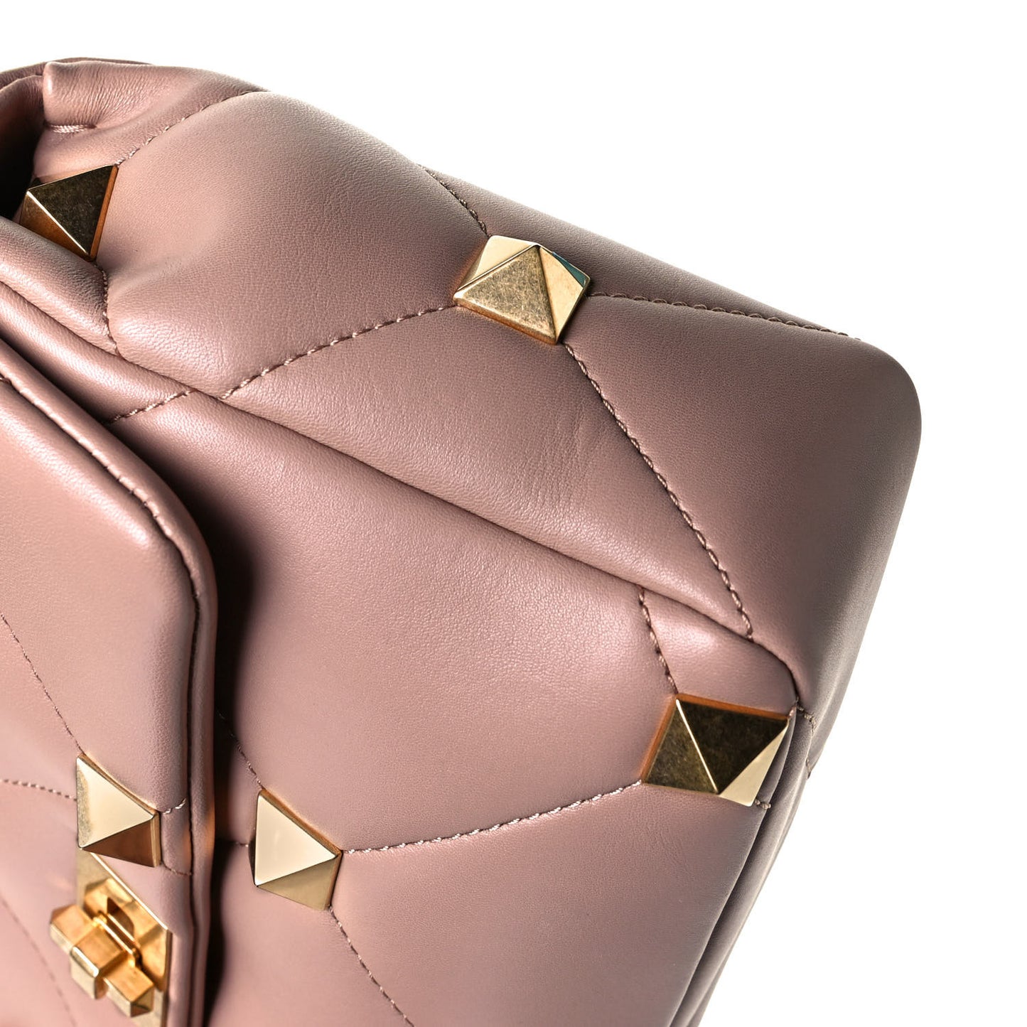 Nappa Large Roman Stud Shoulder Bag Rose Cannelle