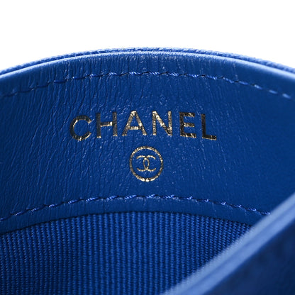Chanel Caviar Quilted Studded CC Card Holder Blue 6 of 9