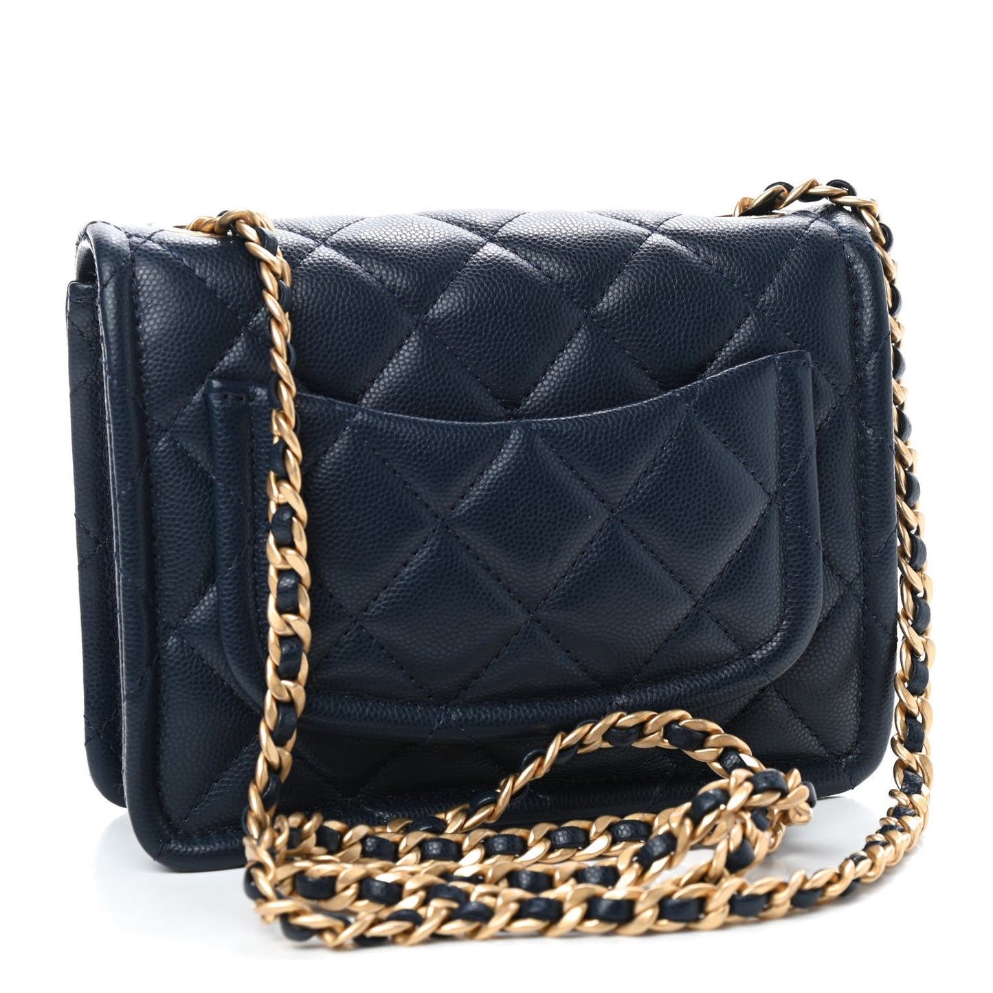 Caviar Quilted Mini Sweet Classic Flap Navy Blue
