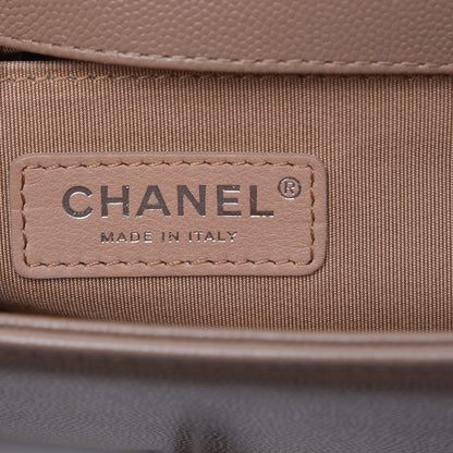 Chanel Caviar Chevron Quilted Small Boy Flap Dark Beige 6 of 8