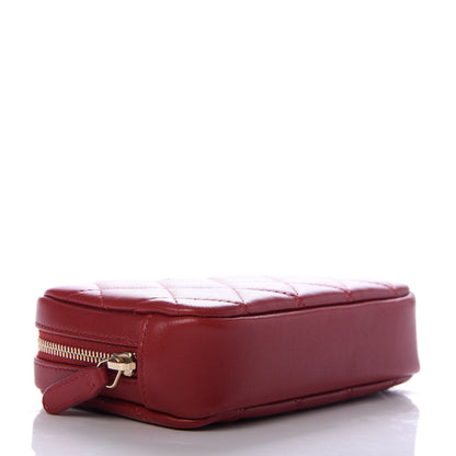 Chanel Lambskin Quilted Small Curvy Pouch Cosmetic Case Dark Red 4 of 7