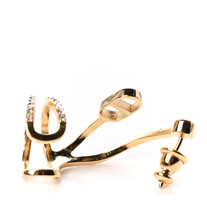 Christian Dior Metal Crystal Petit Rigid CD Ear Jewelry Gold 3 of 4